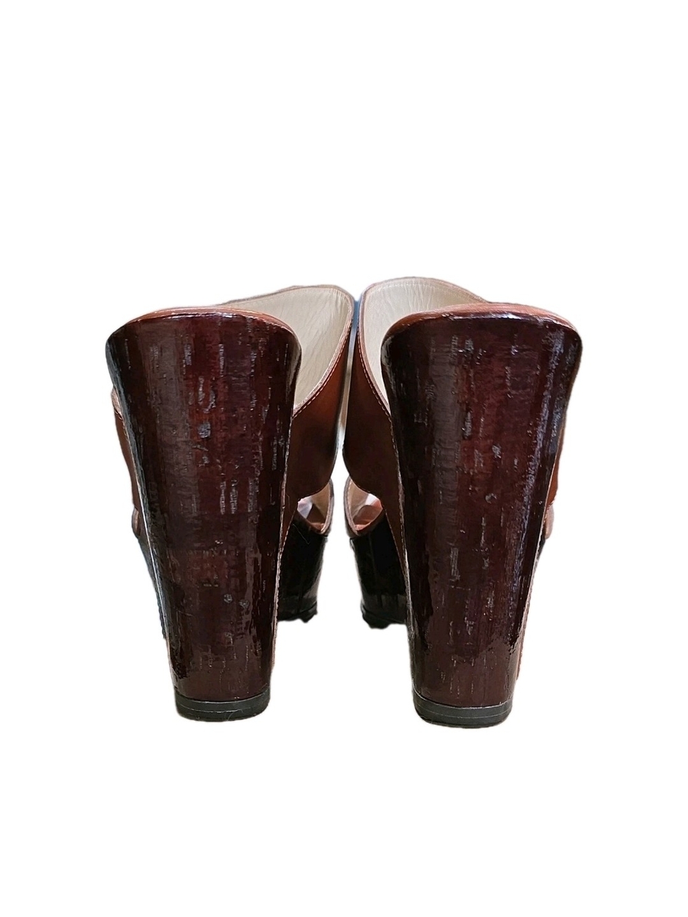 Fendi Brown Leather Slide Sandals - Picture 3 of 8